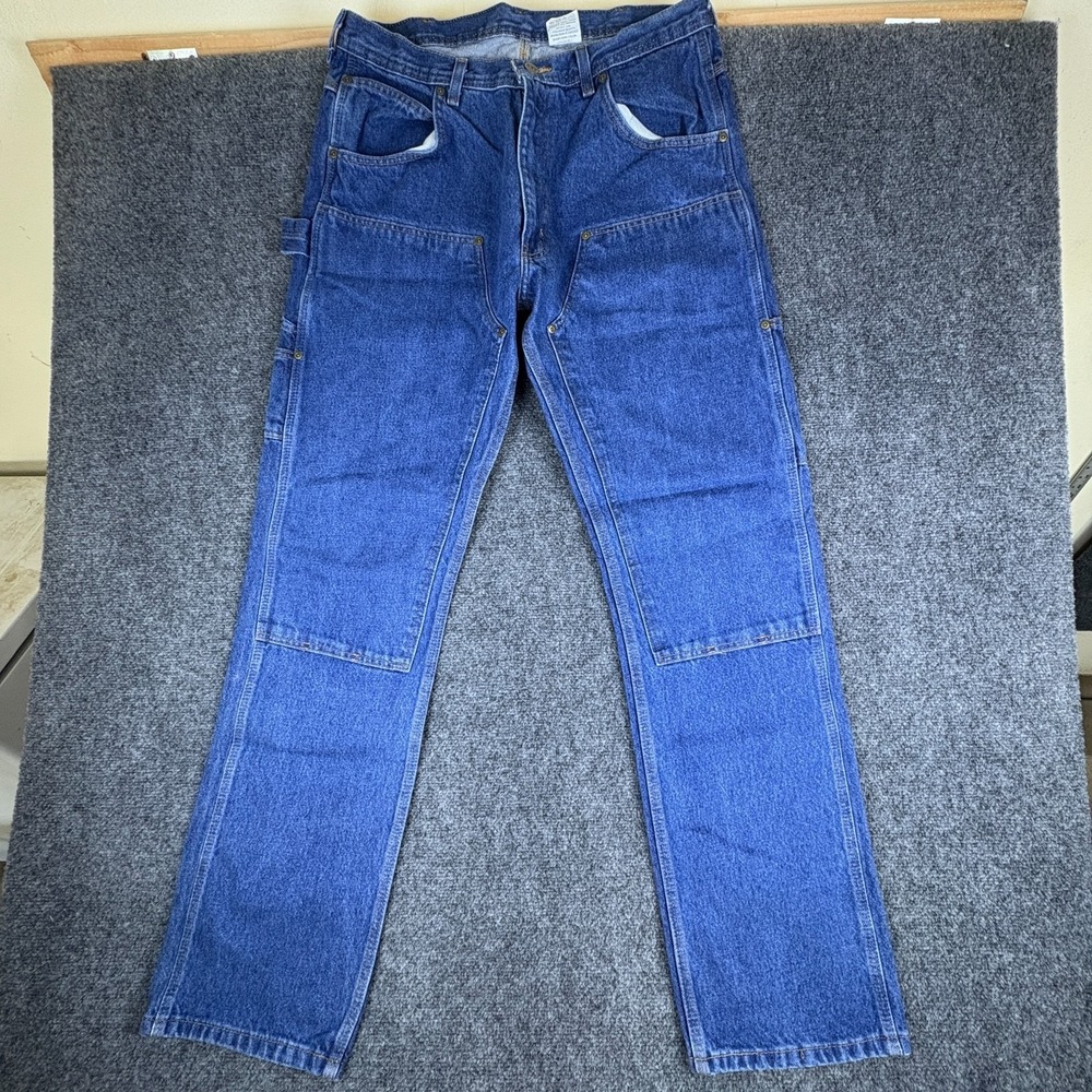 Key Apparel Carpenter Jeans Mens 34x33‎ Blue Denim Dungaree Cotton Double Front